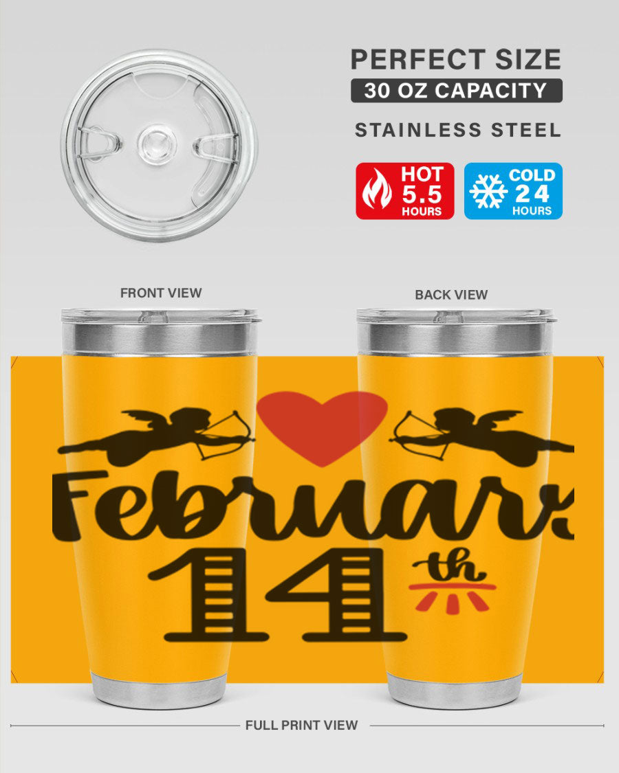 A stylish 20oz and 30oz stainless steel tumbler with a press-in lid, perfect for Valentine's Day drinks.