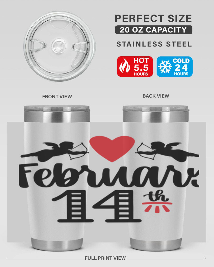 A stylish 20oz and 30oz stainless steel tumbler with a press-in lid, perfect for Valentine's Day drinks.