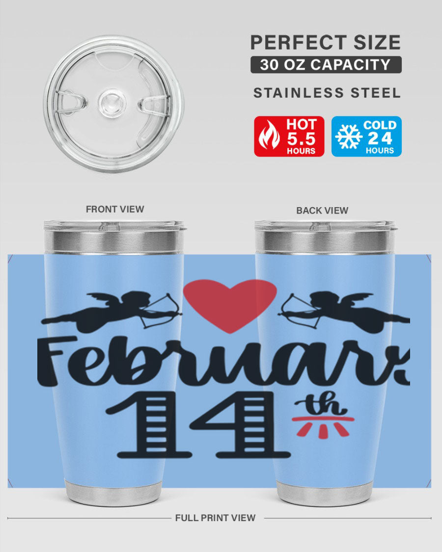 A stylish 20oz and 30oz stainless steel tumbler with a press-in lid, perfect for Valentine's Day drinks.