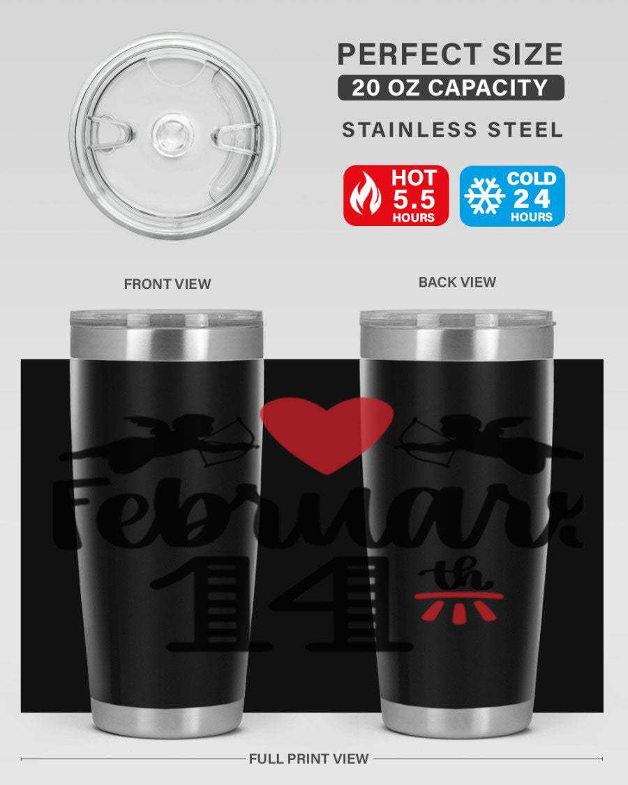 A stylish 20oz and 30oz stainless steel tumbler with a press-in lid, perfect for Valentine's Day drinks.