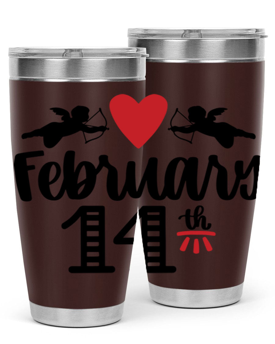 A stylish 20oz and 30oz stainless steel tumbler with a press-in lid, perfect for Valentine's Day drinks.