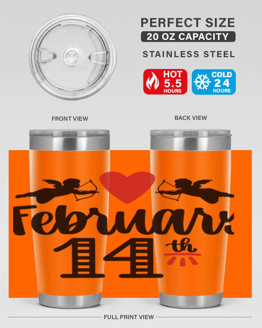 A stylish 20oz and 30oz stainless steel tumbler with a press-in lid, perfect for Valentine's Day drinks.