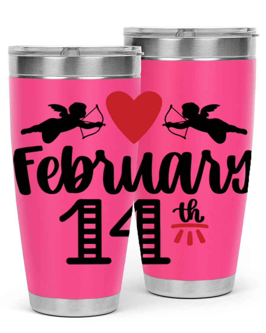A stylish 20oz and 30oz stainless steel tumbler with a press-in lid, perfect for Valentine's Day drinks.