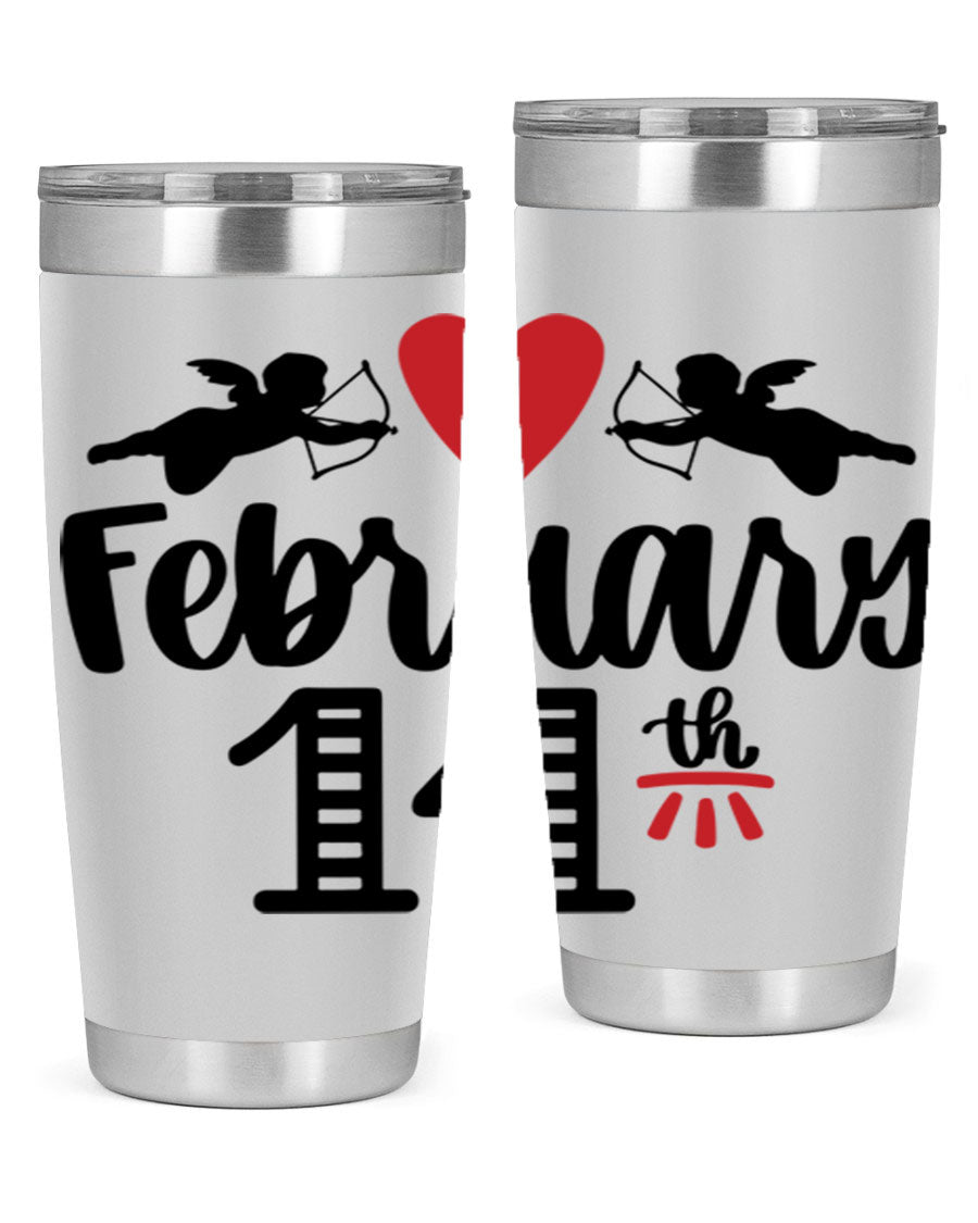 A stylish 20oz and 30oz stainless steel tumbler with a press-in lid, perfect for Valentine's Day drinks.