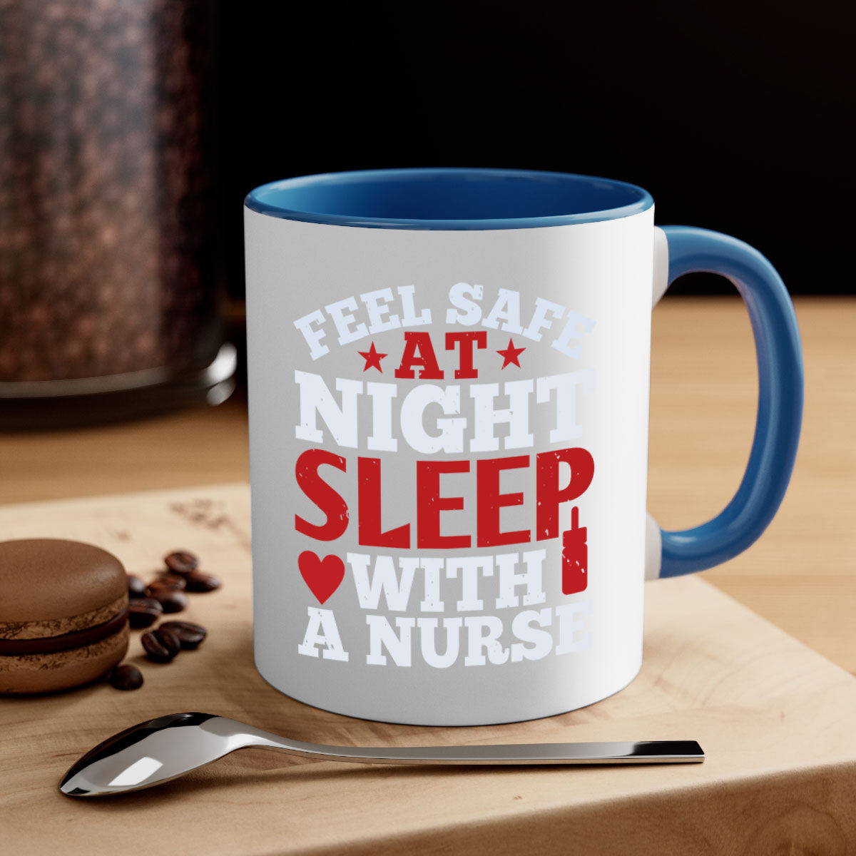 A stylish two-tone nurse-themed coffee mug with a glossy finish, featuring a colored handle and interior, available in multiple colors.