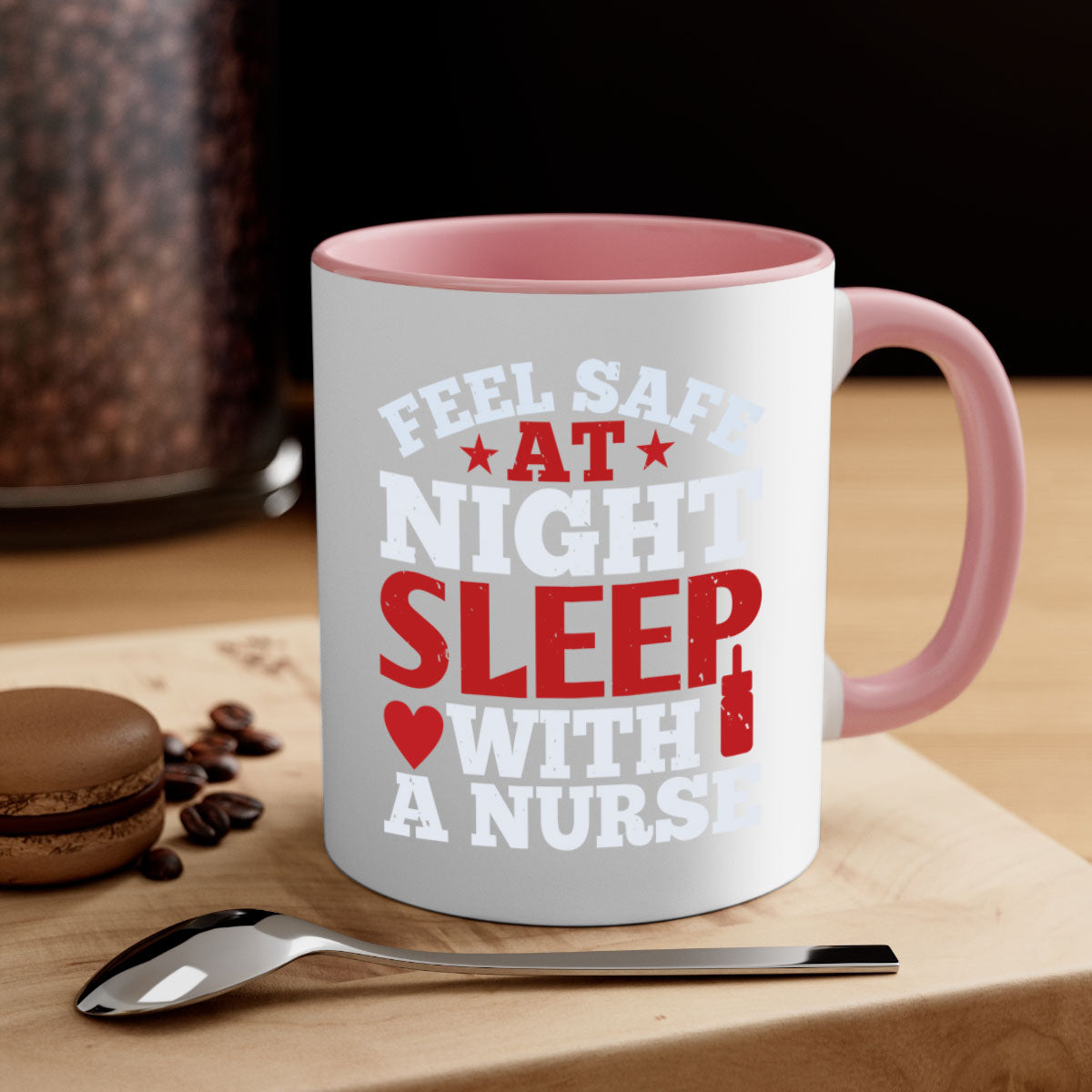 A stylish two-tone nurse-themed coffee mug with a glossy finish, featuring a colored handle and interior, available in multiple colors.