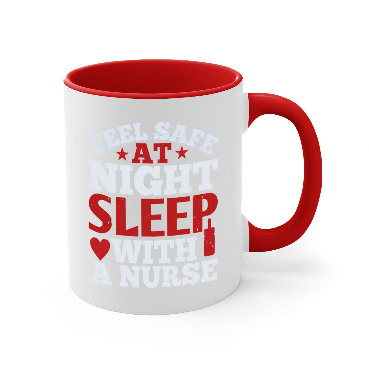 A stylish two-tone nurse-themed coffee mug with a glossy finish, featuring a colored handle and interior, available in multiple colors.