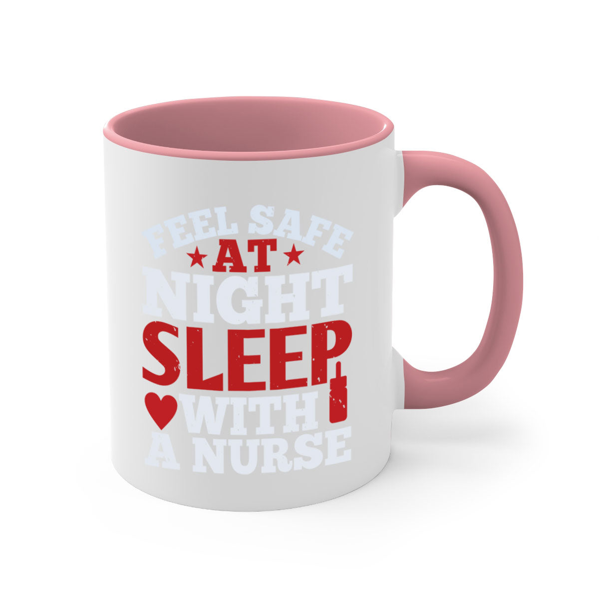 A stylish two-tone nurse-themed coffee mug with a glossy finish, featuring a colored handle and interior, available in multiple colors.