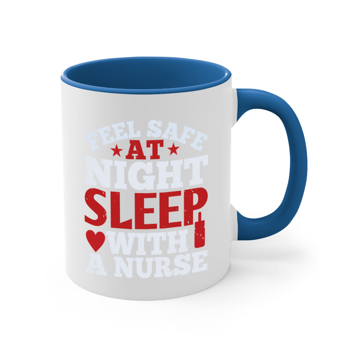 A stylish two-tone nurse-themed coffee mug with a glossy finish, featuring a colored handle and interior, available in multiple colors.