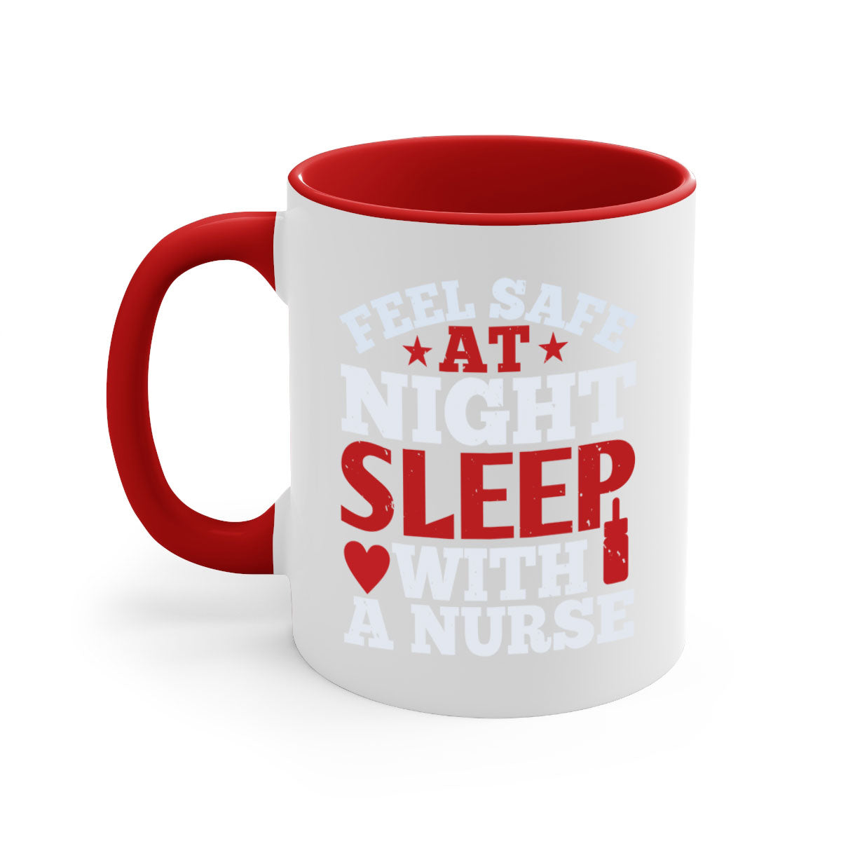 A stylish two-tone nurse-themed coffee mug with a glossy finish, featuring a colored handle and interior, available in multiple colors.