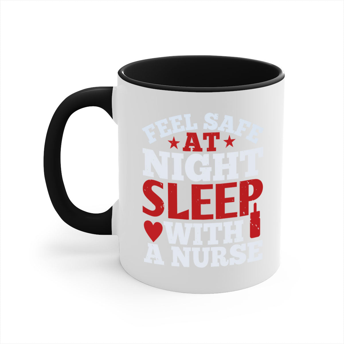 A stylish two-tone nurse-themed coffee mug with a glossy finish, featuring a colored handle and interior, available in multiple colors.
