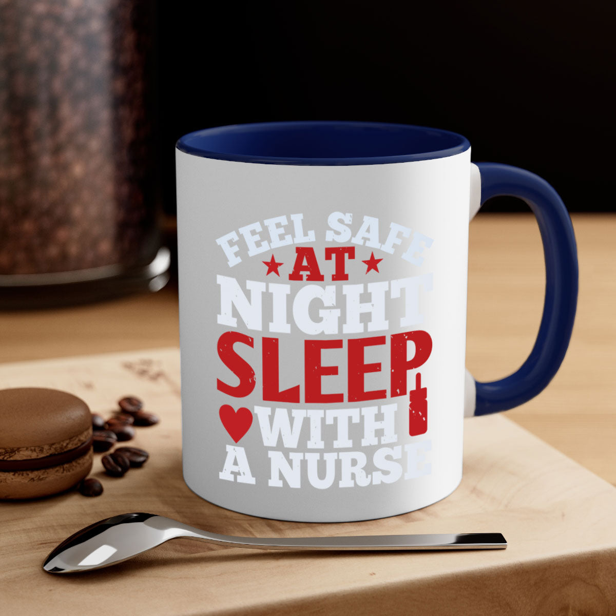 A stylish two-tone nurse-themed coffee mug with a glossy finish, featuring a colored handle and interior, available in multiple colors.