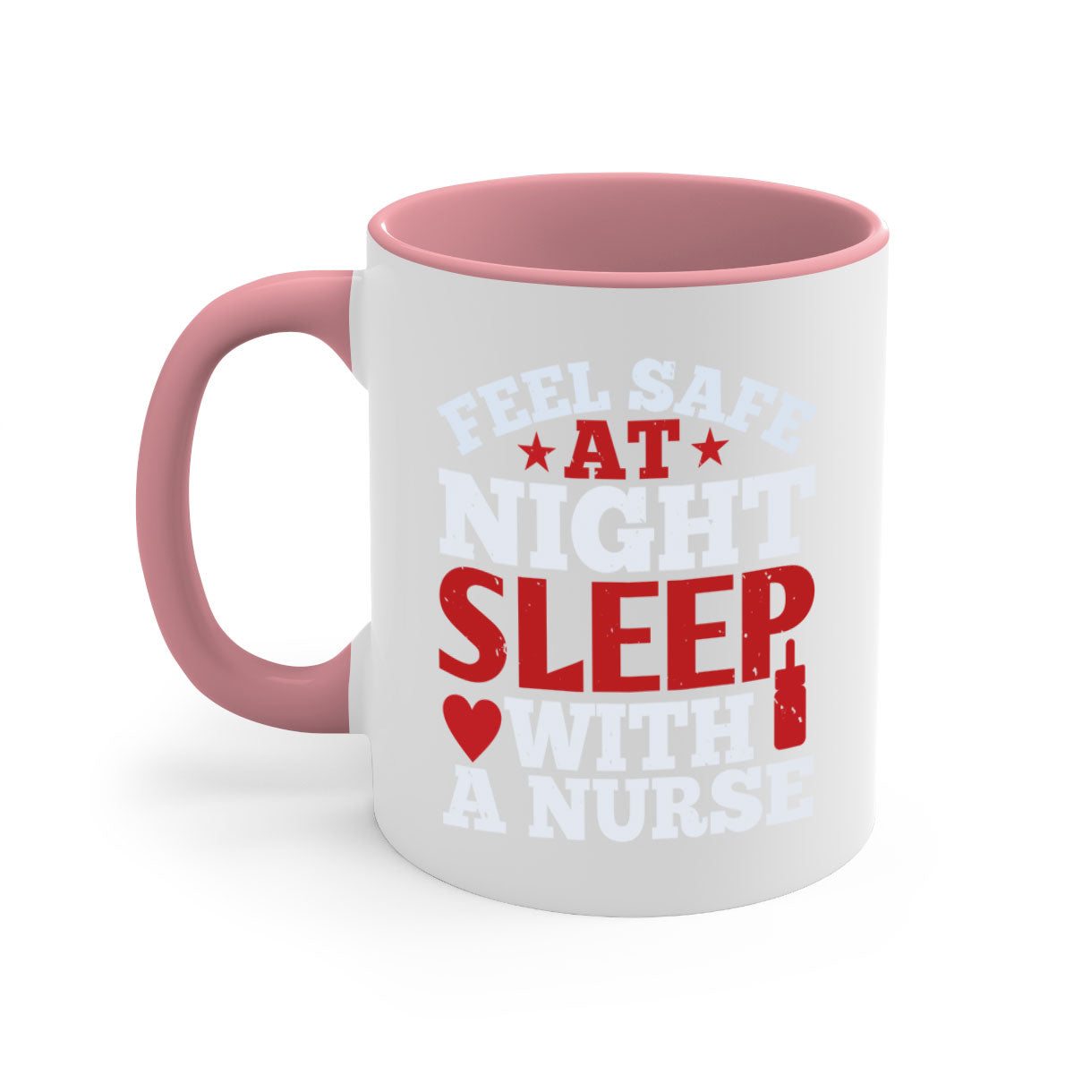 A stylish two-tone nurse-themed coffee mug with a glossy finish, featuring a colored handle and interior, available in multiple colors.