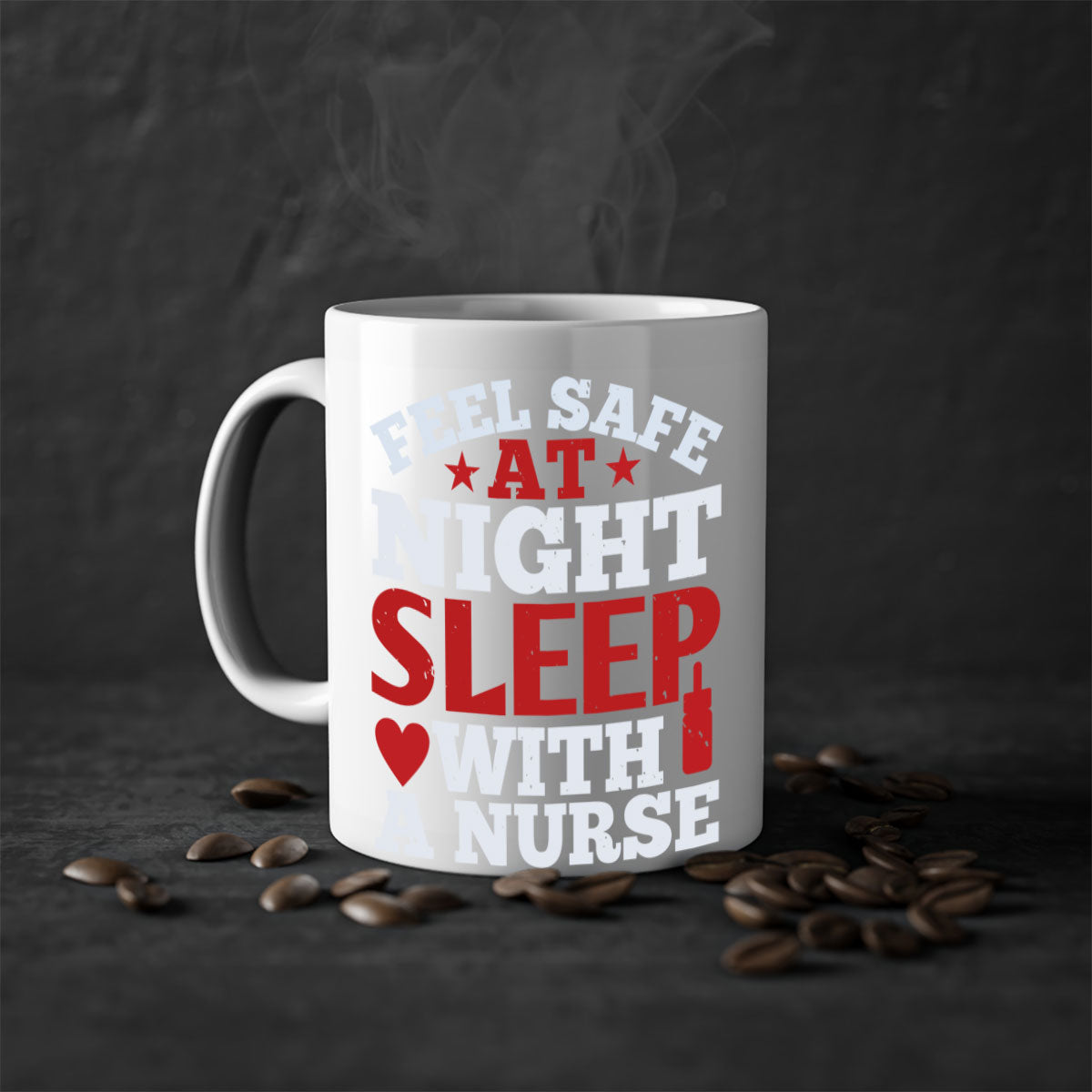 A stylish two-tone nurse-themed coffee mug with a glossy finish, featuring a colored handle and interior, available in multiple colors.