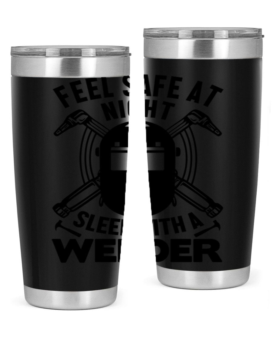 Feel Safe at Night Style 9# 20oz tumbler made of stainless steel with a sleek design, featuring a press-in lid and copper lining.