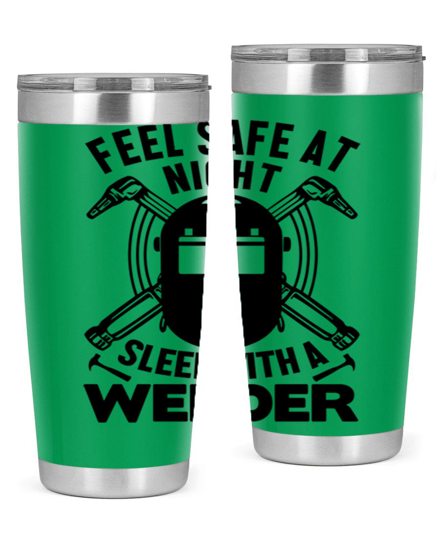 Feel Safe at Night Style 9# 20oz tumbler made of stainless steel with a sleek design, featuring a press-in lid and copper lining.