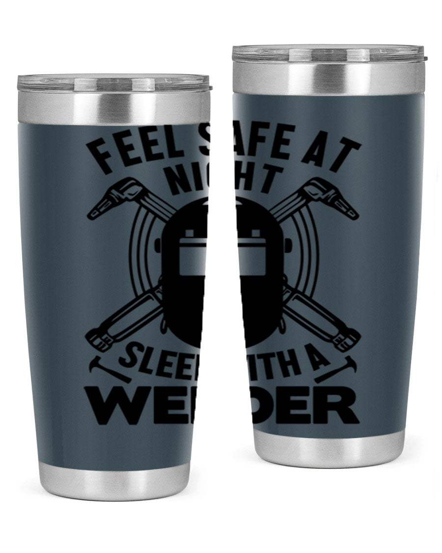 Feel Safe at Night Style 9# 20oz tumbler made of stainless steel with a sleek design, featuring a press-in lid and copper lining.