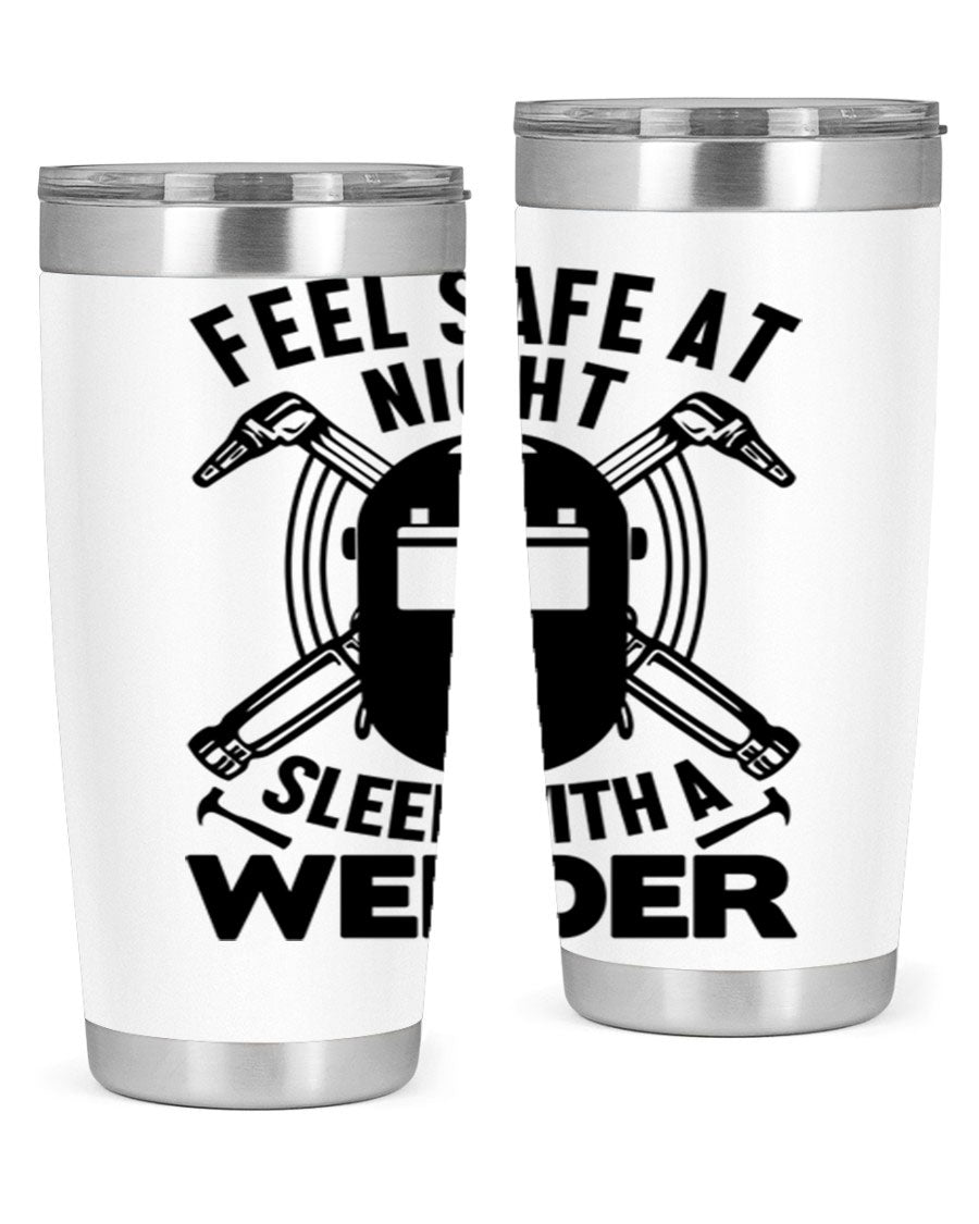 Feel Safe at Night Style 9# 20oz tumbler made of stainless steel with a sleek design, featuring a press-in lid and copper lining.