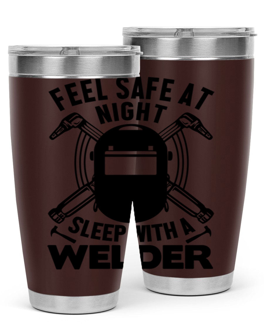 Feel Safe at Night Style 9# 20oz tumbler made of stainless steel with a sleek design, featuring a press-in lid and copper lining.