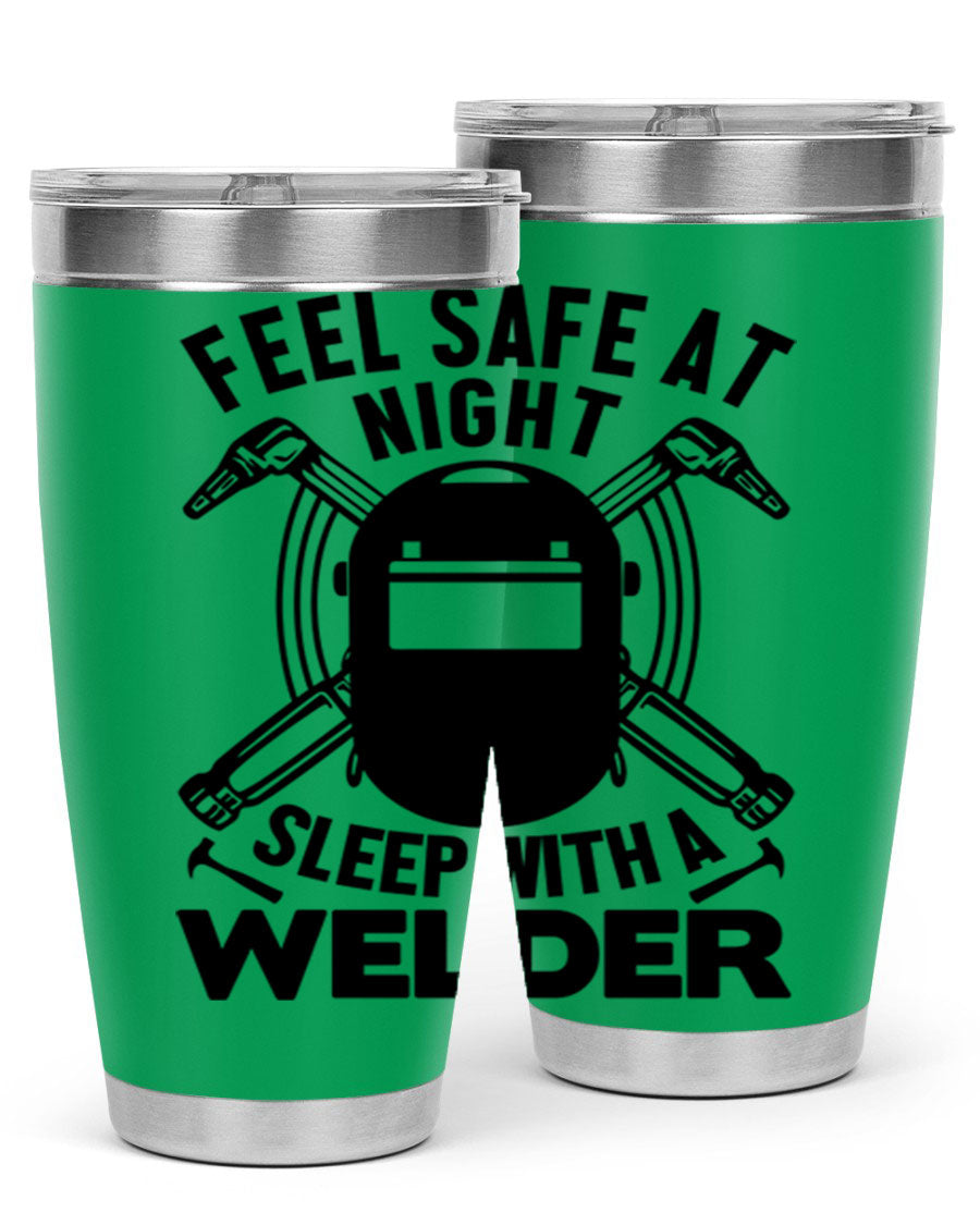 Feel Safe at Night Style 9# 20oz tumbler made of stainless steel with a sleek design, featuring a press-in lid and copper lining.