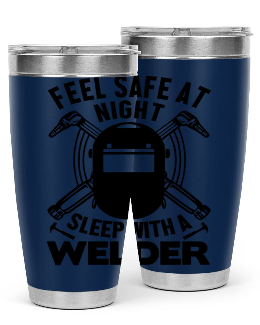 Feel Safe at Night Style 9# 20oz tumbler made of stainless steel with a sleek design, featuring a press-in lid and copper lining.