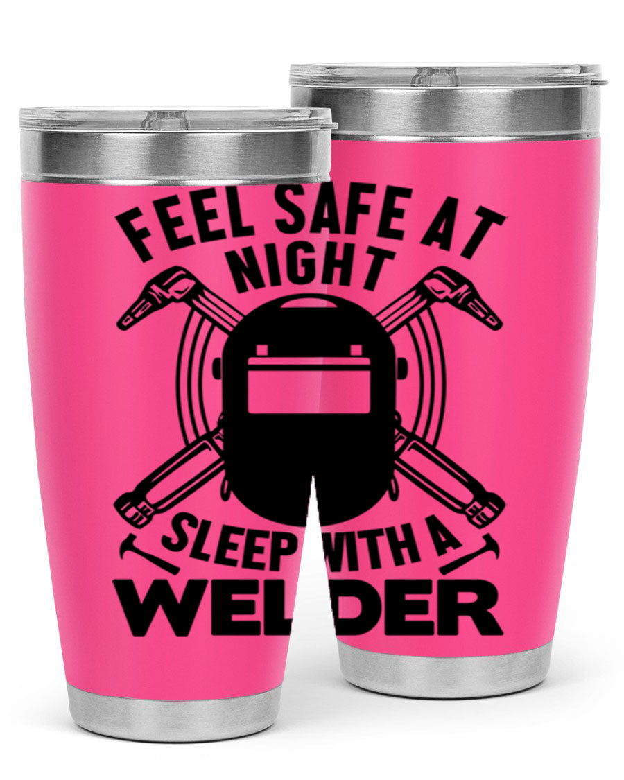 Feel Safe at Night Style 9# 20oz tumbler made of stainless steel with a sleek design, featuring a press-in lid and copper lining.