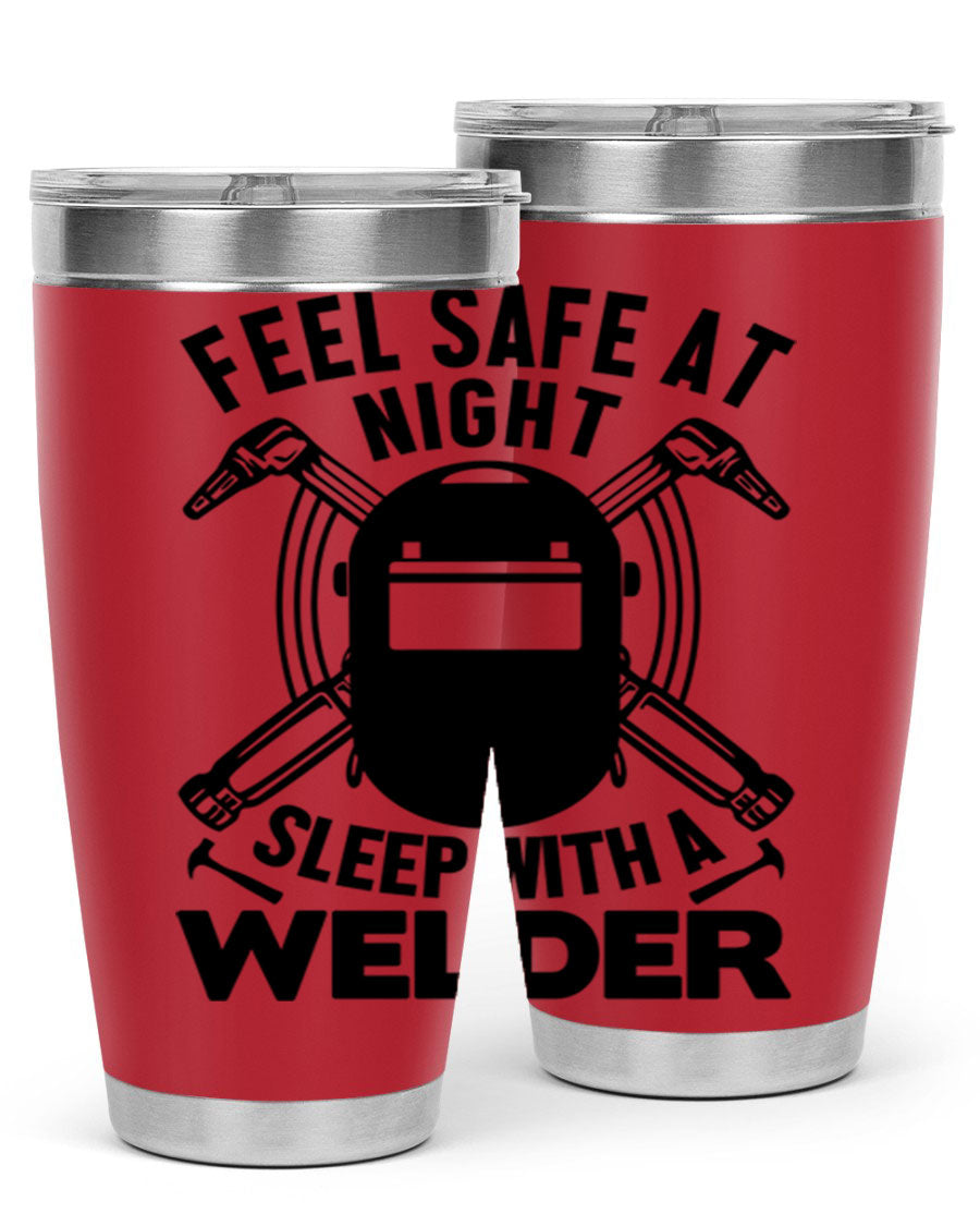 Feel Safe at Night Style 9# 20oz tumbler made of stainless steel with a sleek design, featuring a press-in lid and copper lining.