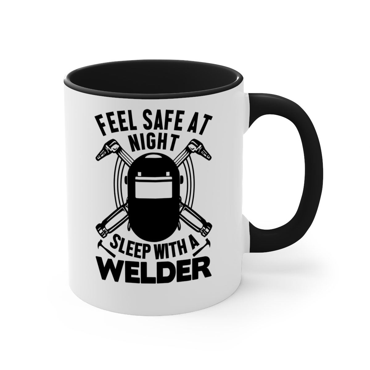 Feel Safe at Night Style 9# Mug with a glossy finish, featuring a colored handle and interior, available in multiple colors.