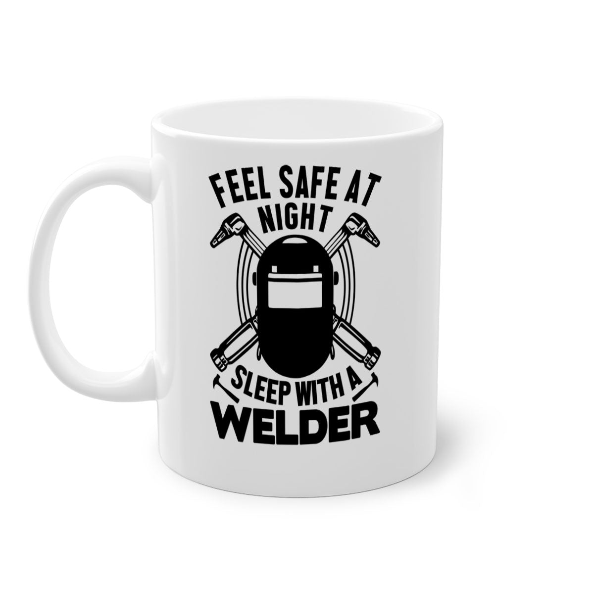 Feel Safe at Night Style 9# Mug with a glossy finish, featuring a colored handle and interior, available in multiple colors.