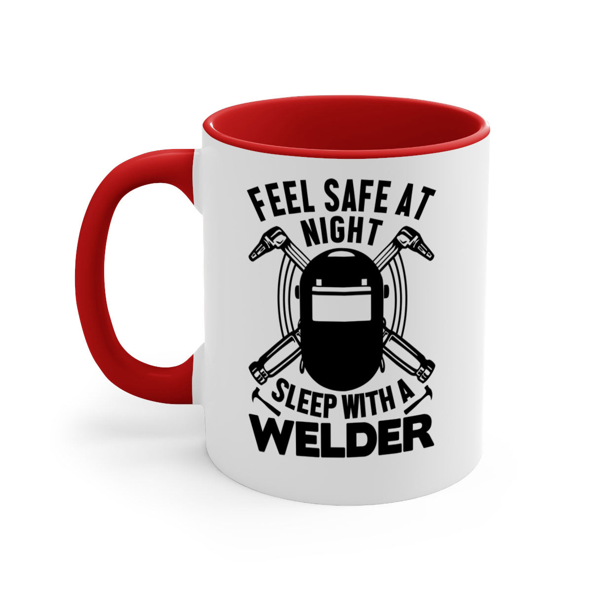 Feel Safe at Night Style 9# Mug with a glossy finish, featuring a colored handle and interior, available in multiple colors.