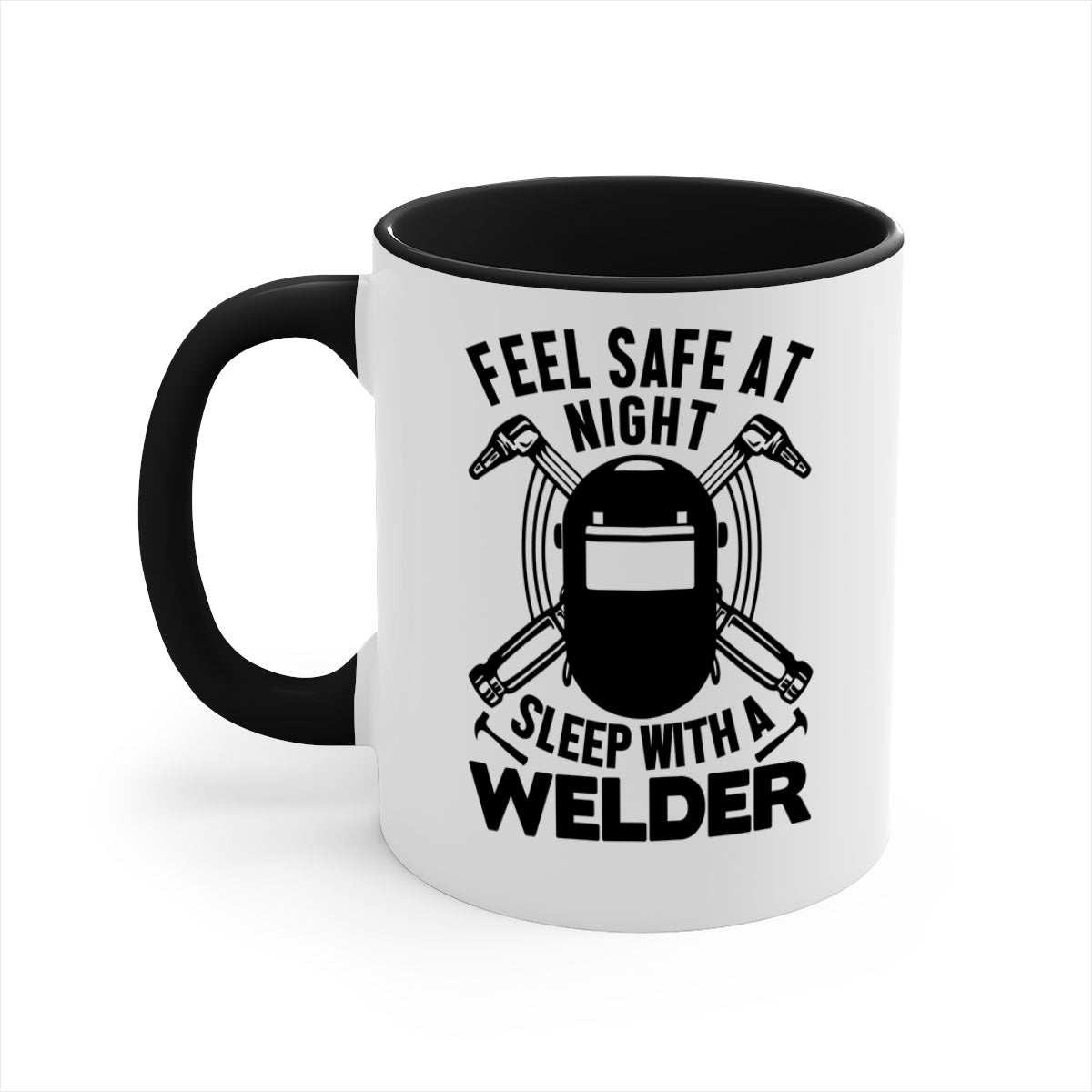 Feel Safe at Night Style 9# Mug with a glossy finish, featuring a colored handle and interior, available in multiple colors.