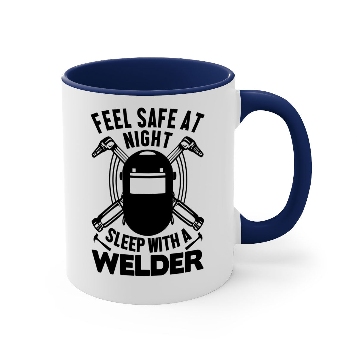 Feel Safe at Night Style 9# Mug with a glossy finish, featuring a colored handle and interior, available in multiple colors.