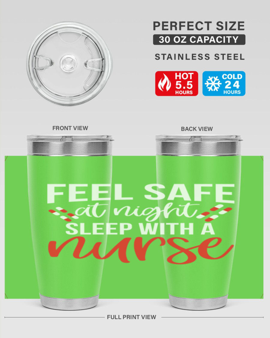 Feel Save Style 409# nurse tumbler in stainless steel with a drink-thru lid, designed for temperature retention.