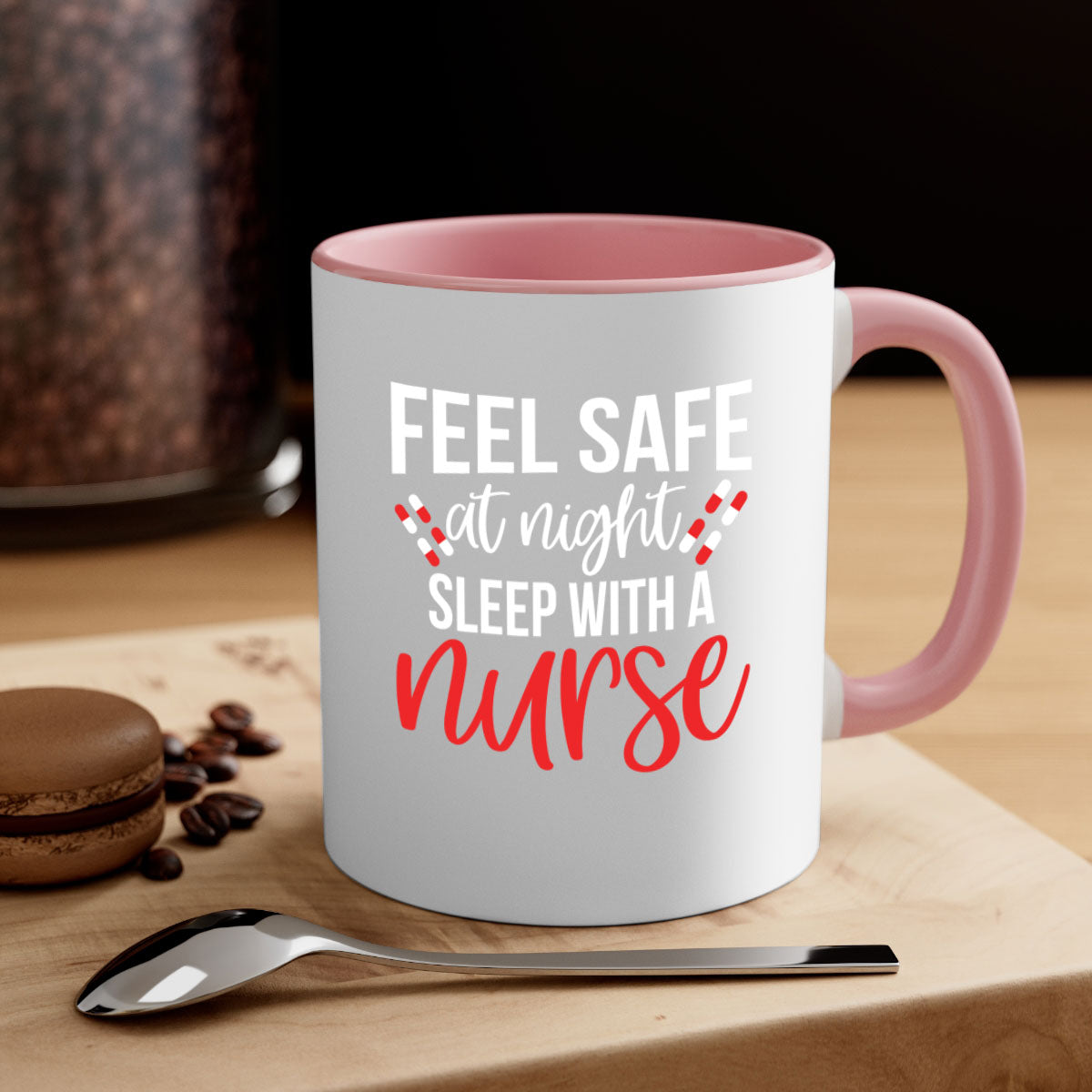 Feel Save Style 409# nurse mug with a glossy finish, featuring a colored handle and interior, available in multiple colors.