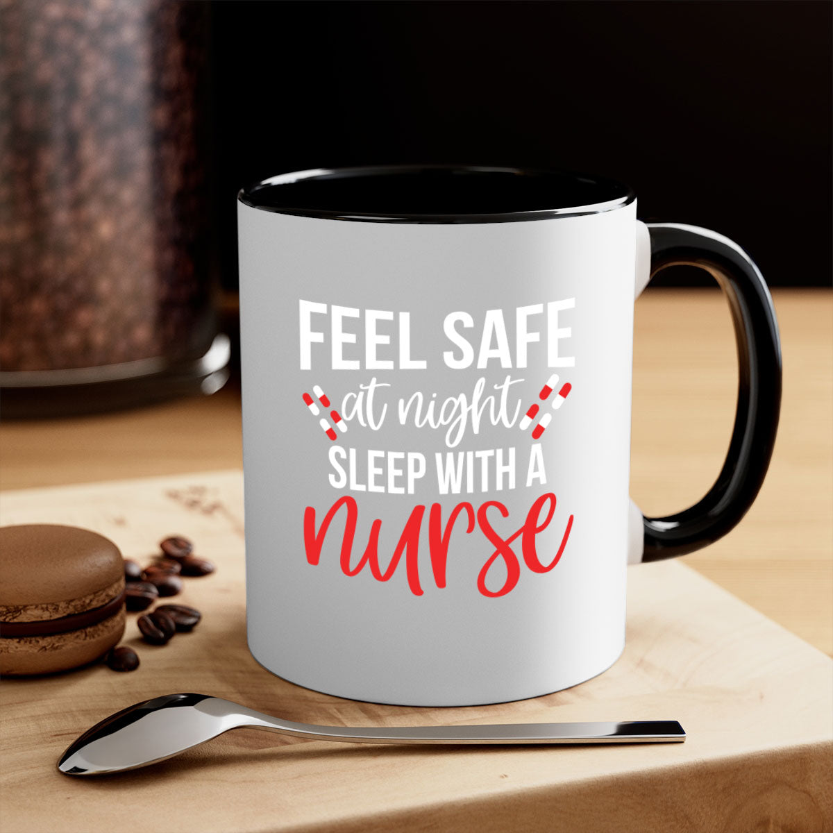 Feel Save Style 409# nurse mug with a glossy finish, featuring a colored handle and interior, available in multiple colors.
