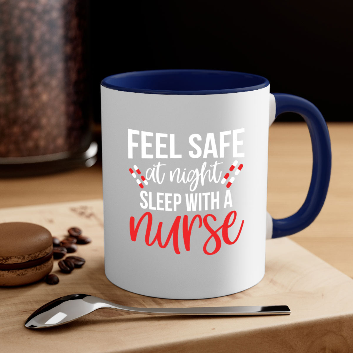 Feel Save Style 409# nurse mug with a glossy finish, featuring a colored handle and interior, available in multiple colors.