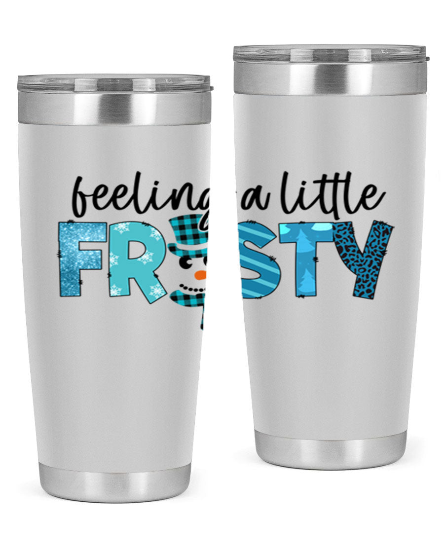 Feeling a Little Frosty 20oz Tumbler in stainless steel with a drink-thru lid, showcasing its sleek design and double wall insulation.