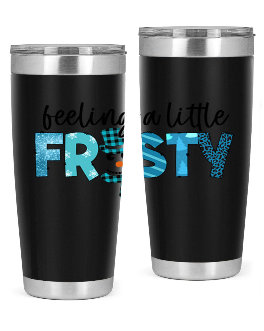 Feeling a Little Frosty 20oz Tumbler in stainless steel with a drink-thru lid, showcasing its sleek design and double wall insulation.