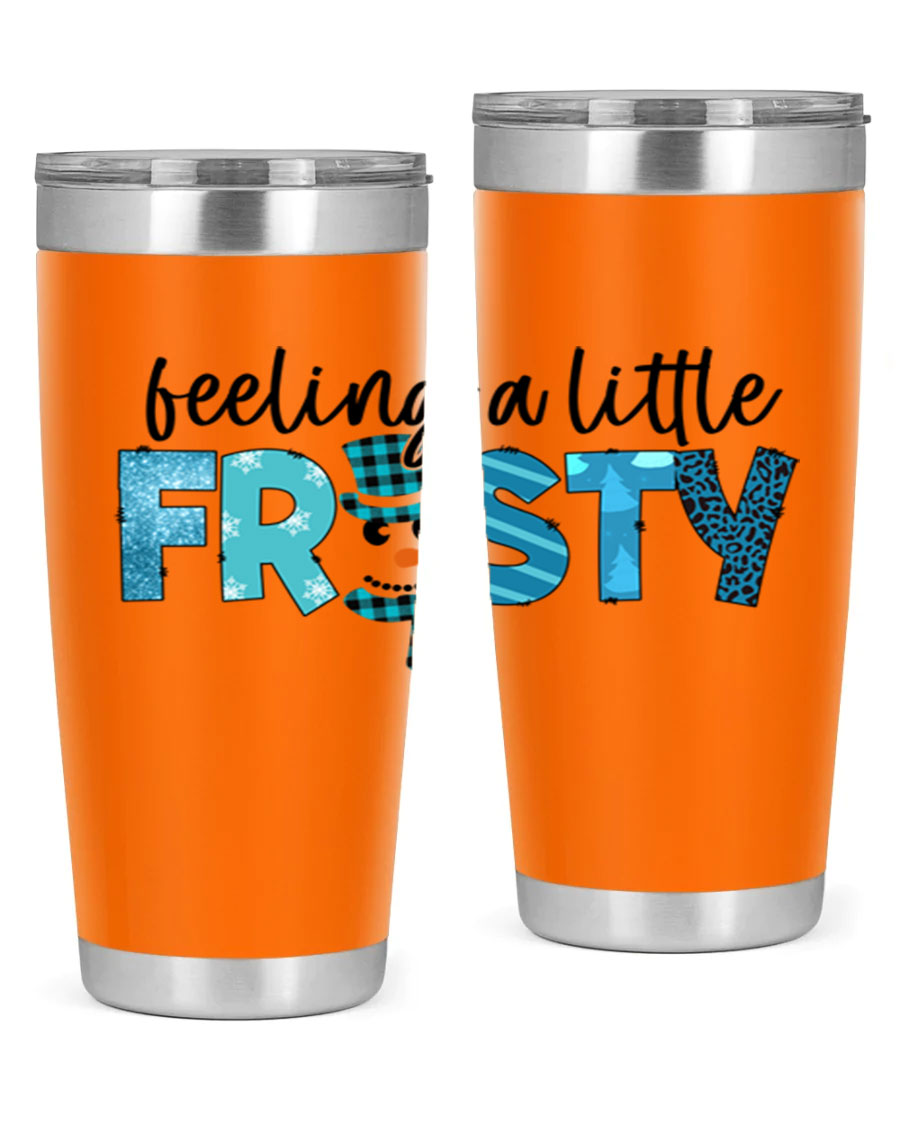 Feeling a Little Frosty 20oz Tumbler in stainless steel with a drink-thru lid, showcasing its sleek design and double wall insulation.