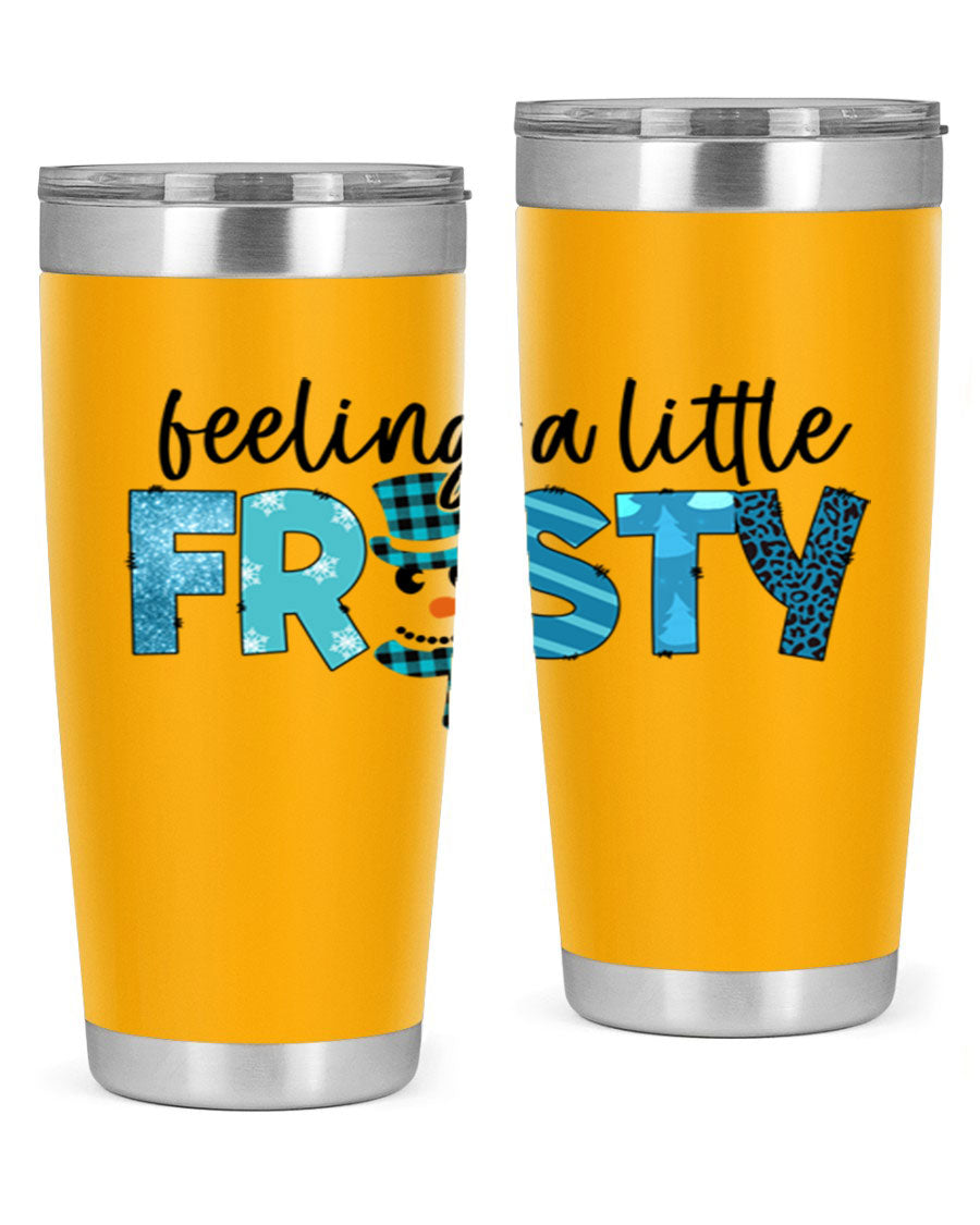 Feeling a Little Frosty 20oz Tumbler in stainless steel with a drink-thru lid, showcasing its sleek design and double wall insulation.