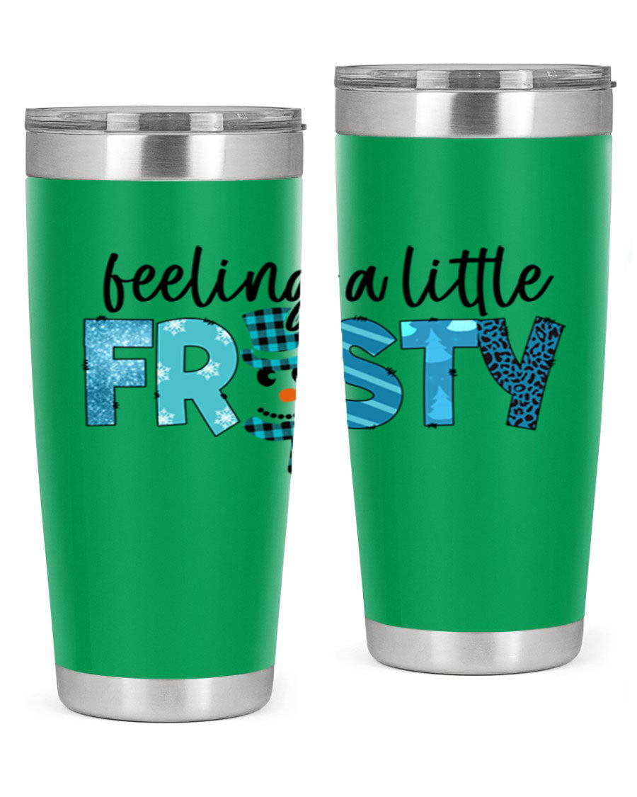 Feeling a Little Frosty 20oz Tumbler in stainless steel with a drink-thru lid, showcasing its sleek design and double wall insulation.