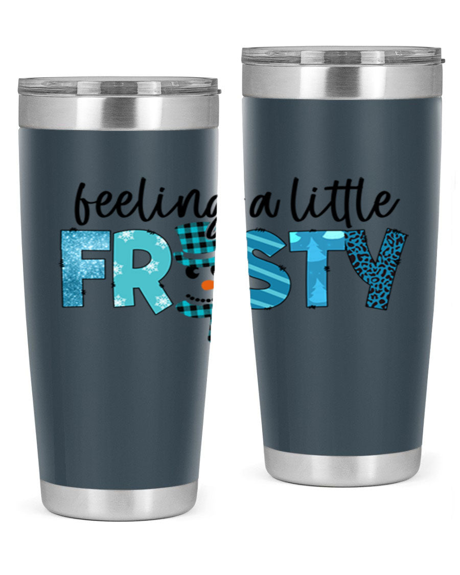 Feeling a Little Frosty 20oz Tumbler in stainless steel with a drink-thru lid, showcasing its sleek design and double wall insulation.