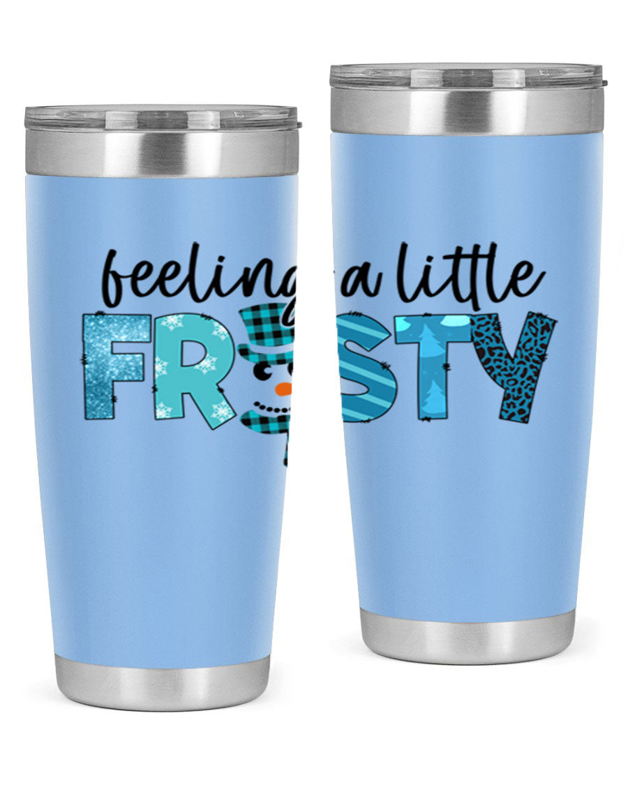 Feeling a Little Frosty 20oz Tumbler in stainless steel with a drink-thru lid, showcasing its sleek design and double wall insulation.