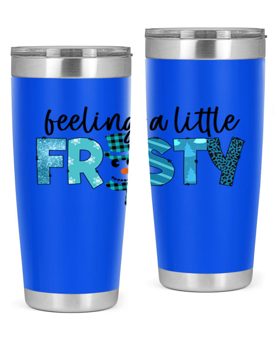 Feeling a Little Frosty 20oz Tumbler in stainless steel with a drink-thru lid, showcasing its sleek design and double wall insulation.