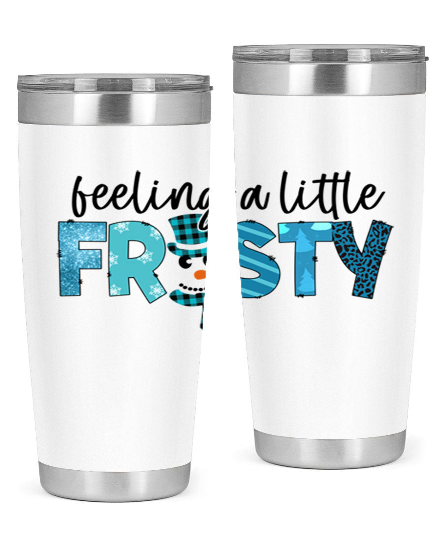 Feeling a Little Frosty 20oz Tumbler in stainless steel with a drink-thru lid, showcasing its sleek design and double wall insulation.