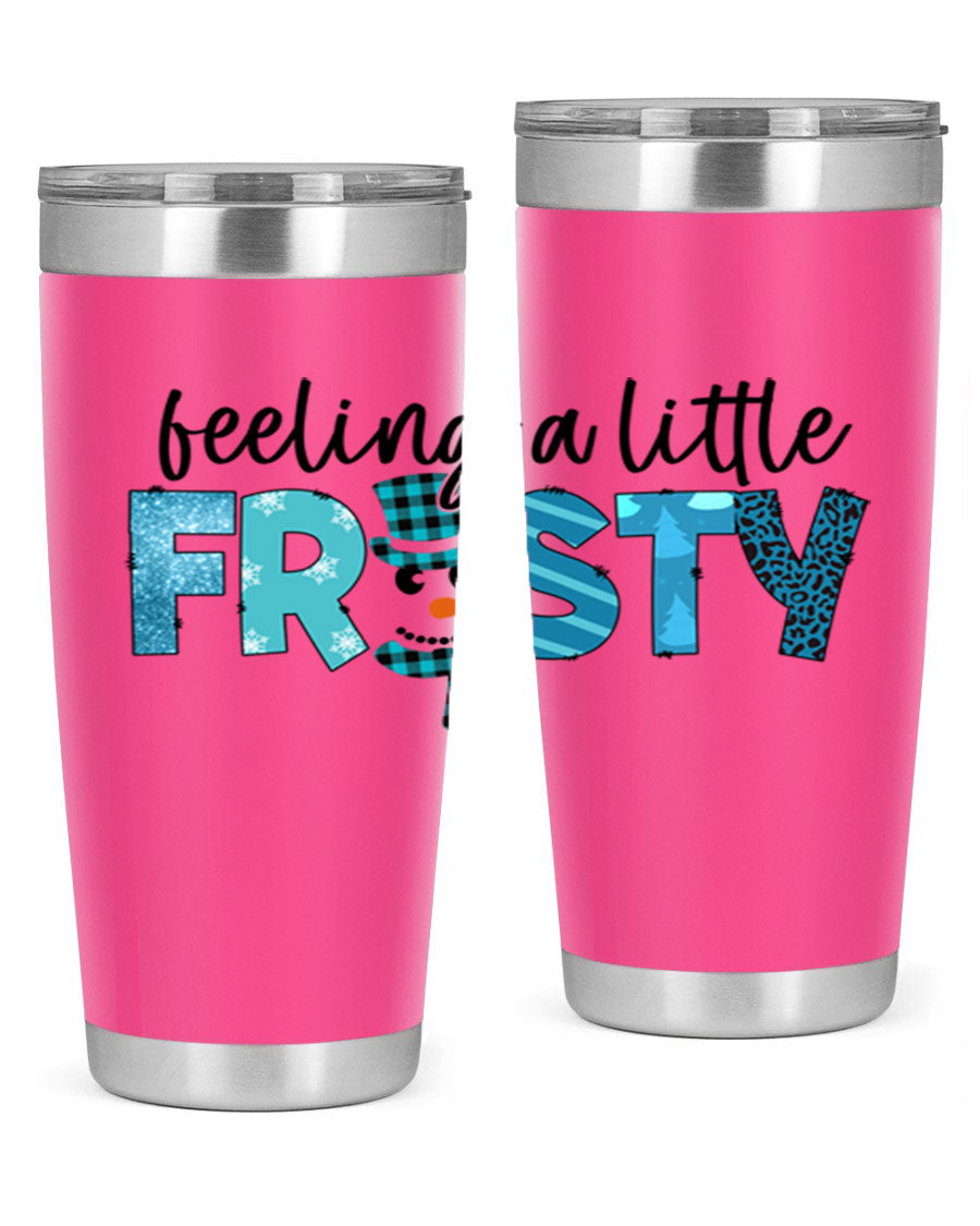 Feeling a Little Frosty 20oz Tumbler in stainless steel with a drink-thru lid, showcasing its sleek design and double wall insulation.