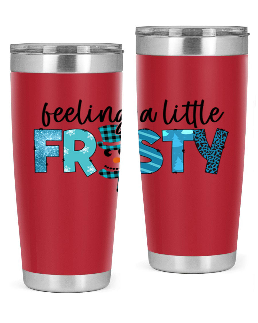 Feeling a Little Frosty 20oz Tumbler in stainless steel with a drink-thru lid, showcasing its sleek design and double wall insulation.