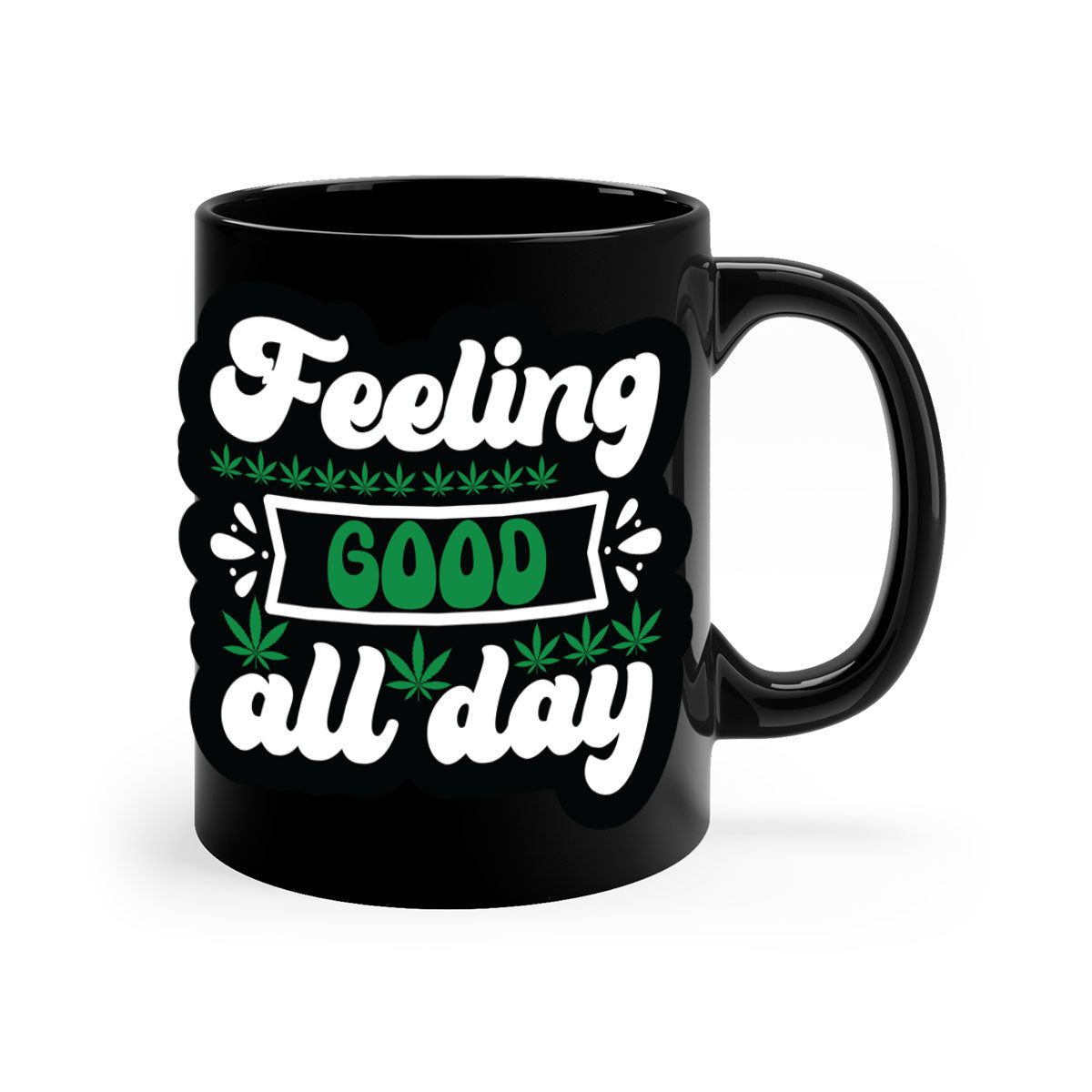 Feeling Good All Day 82# Mug with colorful handle and interior, showcasing glossy ceramic finish.