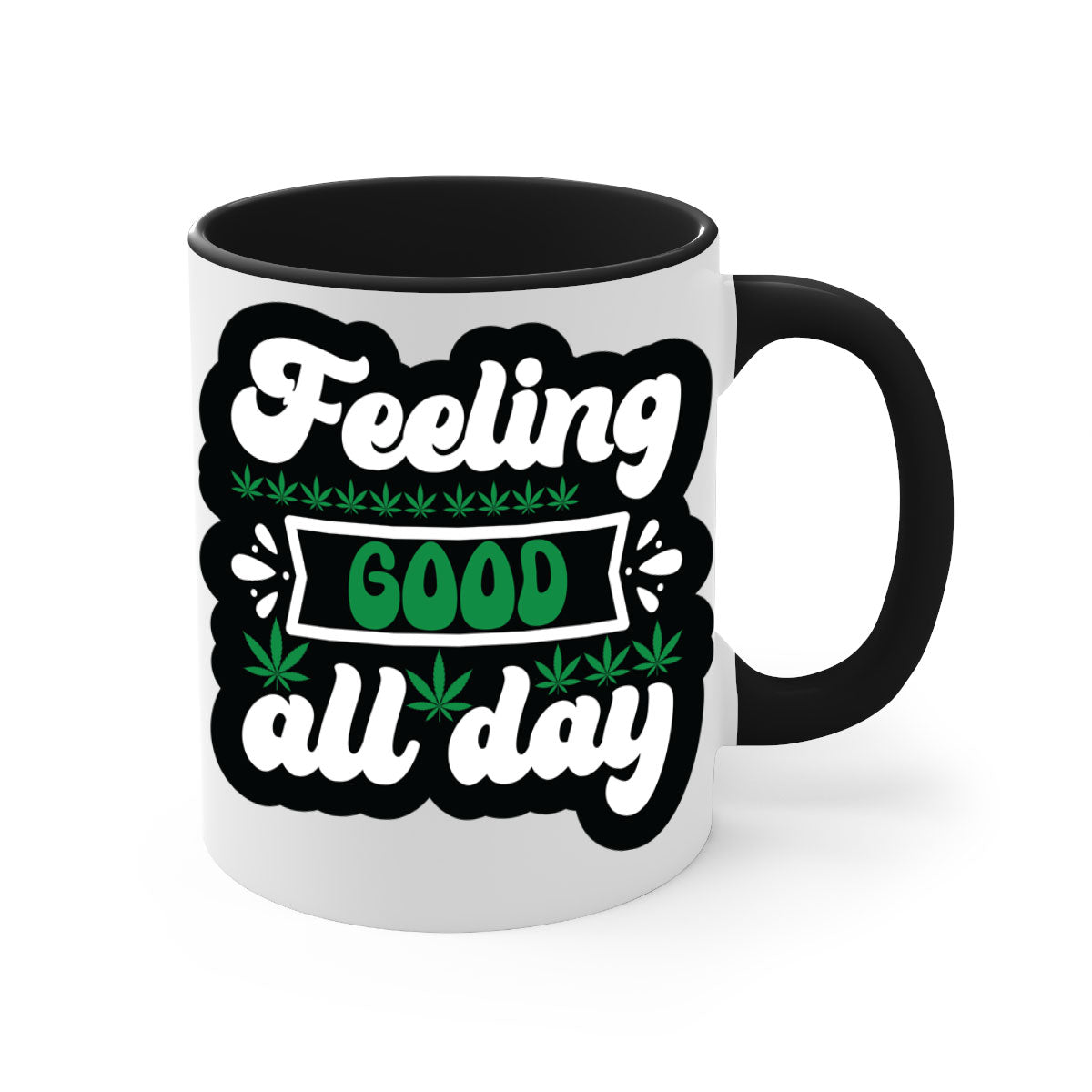 Feeling Good All Day 82# Mug with colorful handle and interior, showcasing glossy ceramic finish.