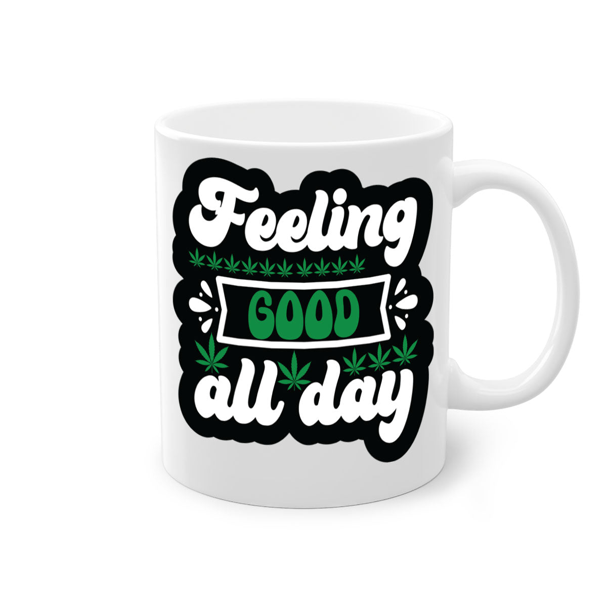 Feeling Good All Day 82# Mug with colorful handle and interior, showcasing glossy ceramic finish.